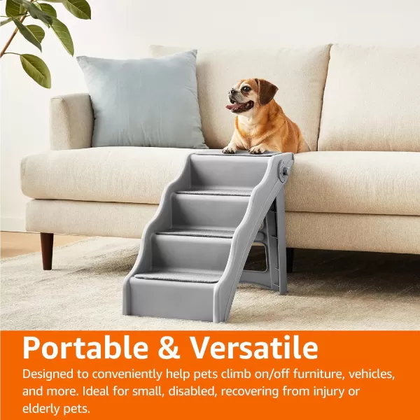 Amazon Basics Foldable Steps for Dogs and Cats Grey 146X2275X195146X2275X195 Foldable Grey