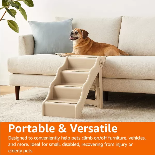 Amazon Basics Foldable Steps for Dogs and Cats Grey 146X2275X195146X2275X195 Foldable Tan