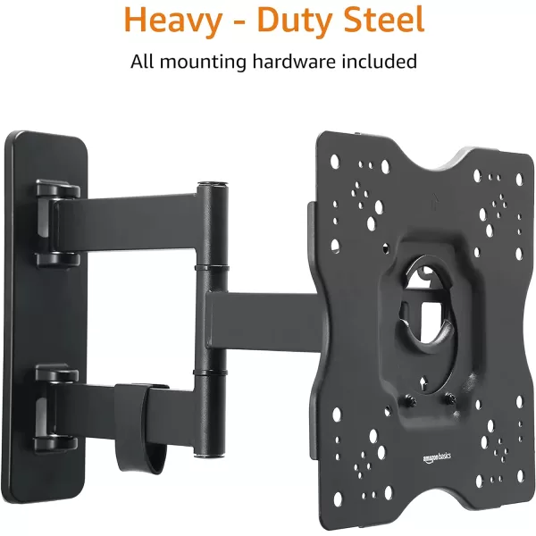 Amazon Basics Full Motion Articulating TV Monitor Wall Mount for 26 to 55 TVs and Flat Panels up to 80 Lbs Black26inch to 55inch TVs Articulating 16 inch Extension