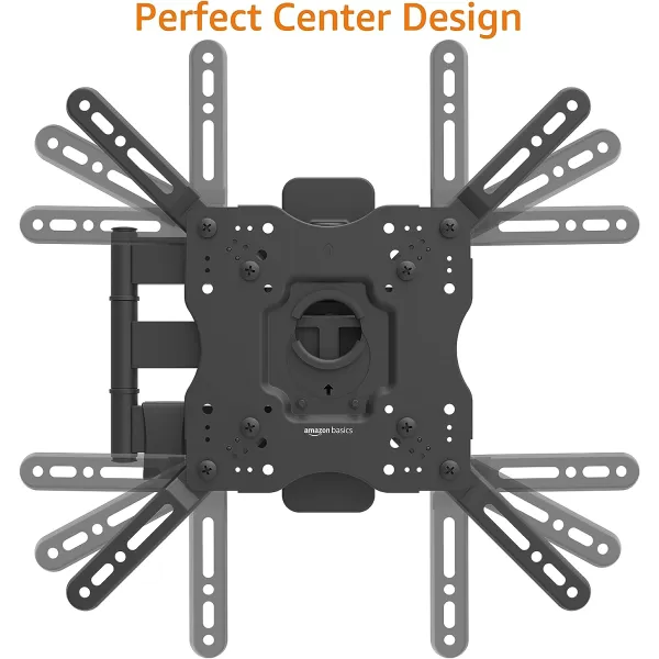 Amazon Basics Full Motion Articulating TV Monitor Wall Mount for 26 to 55 TVs and Flat Panels up to 80 Lbs Black26inch to 55inch TVs Articulating 16 inch Extension