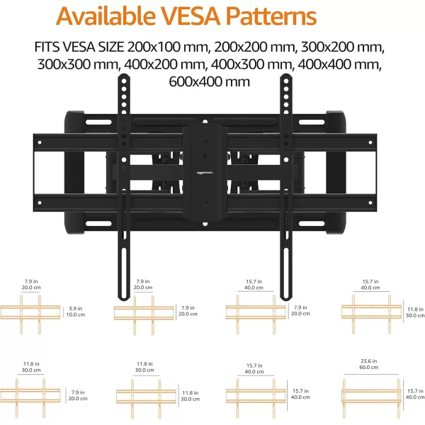 Amazon Basics Full Motion Articulating TV Monitor Wall Mount for 26 to 55 TVs and Flat Panels up to 80 Lbs Black37 to 80 Articulating 16 inch Extension