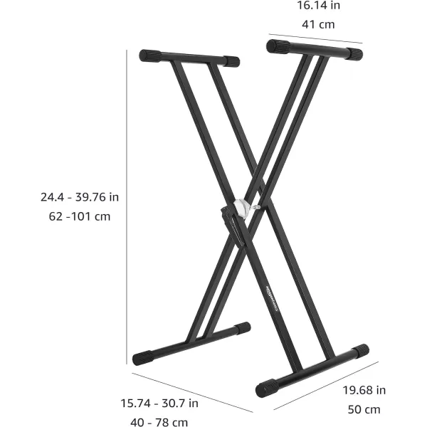 Amazon Basics HeavyDuty Adjustable Keyboard and Piano DoubleXShape Stand BlackDoubleX
