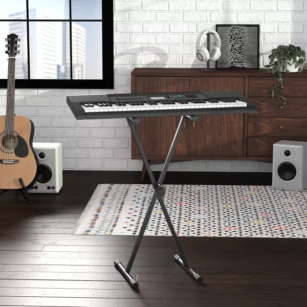 Amazon Basics HeavyDuty Adjustable Keyboard and Piano DoubleXShape Stand BlackSingleX