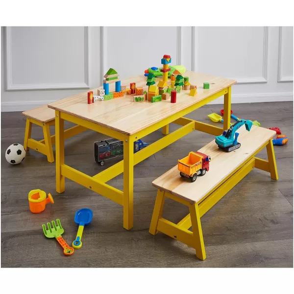 Amazon Basics Indoor Kids Table and Bench Set NaturalNatural