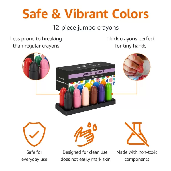 Amazon Basics Jumbo Crayons for Toddlers 12 Count MulticolorAmazon Basics Jumbo Crayons for Toddlers 12 Count Multicolor