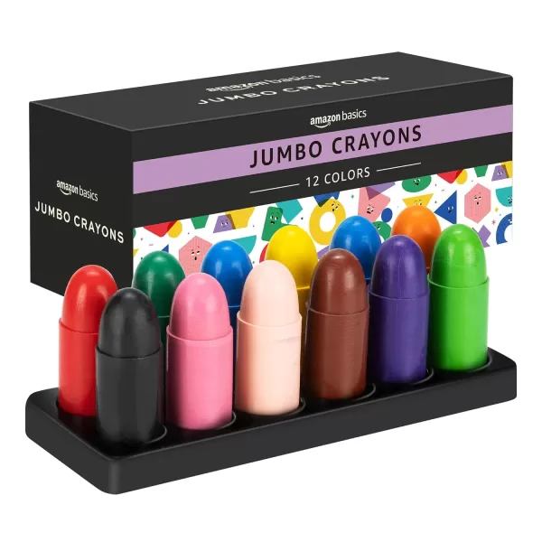 Amazon Basics Jumbo Crayons for Toddlers 12 Count MulticolorAmazon Basics Jumbo Crayons for Toddlers 12 Count Multicolor