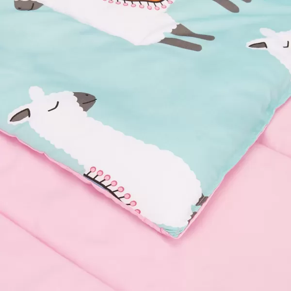 Amazon Basics Kids Easy Care Microfiber BedinaBag 5Piece Bedding Set Twin Butterfly FriendsLlama Party FullQueen
