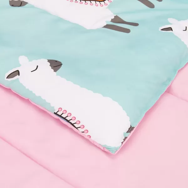 Amazon Basics Kids Easy Care Microfiber BedinaBag 5Piece Bedding Set Twin Butterfly FriendsLlama Party Twin