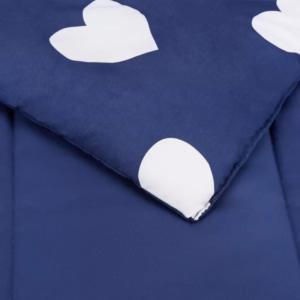 Amazon Basics Kids Easy Care Microfiber BedinaBag 5Piece Bedding Set Twin Butterfly FriendsNavy Hearts Twin