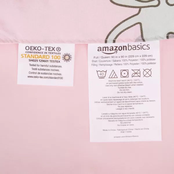 Amazon Basics Kids Easy Care Microfiber BedinaBag 5Piece Bedding Set Twin Butterfly FriendsPink Cats FullQueen