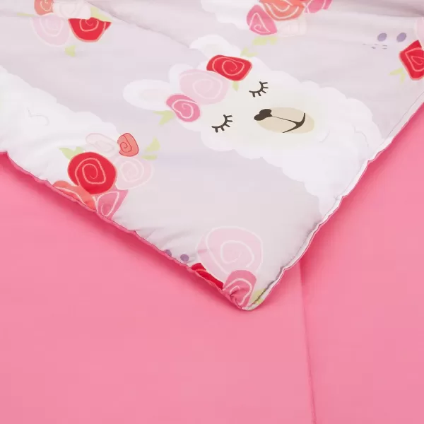 Amazon Basics Kids Easy Care Microfiber BedinaBag 5Piece Bedding Set Twin Butterfly FriendsRosy Llamas FullQueen