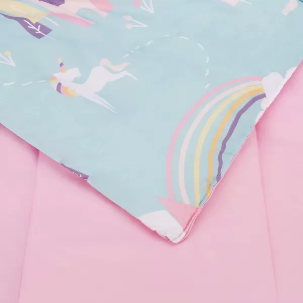 Amazon Basics Kids Easy Care Microfiber BedinaBag 5Piece Bedding Set Twin Butterfly FriendsUnicorn Castle Twin