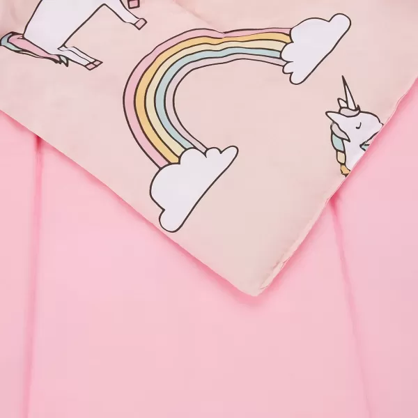 Amazon Basics Kids Easy Care Microfiber BedinaBag 5Piece Bedding Set Twin Butterfly FriendsUnicorns amp Rainbows Twin