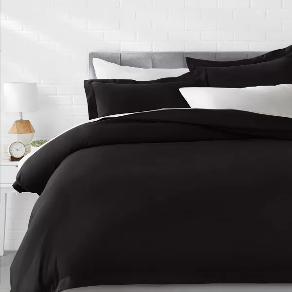 Amazon Basics Lightweight Microfiber 2Piece Duvet Cover Set with Zipper Closure TwinTwin XL Bright White Solid  Pack of 4Black