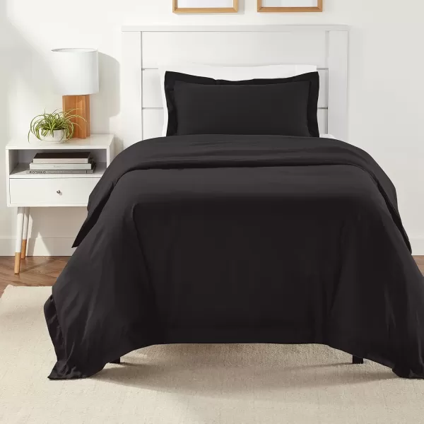 Amazon Basics Lightweight Microfiber 2Piece Duvet Cover Set with Zipper Closure TwinTwin XL Bright White Solid  Pack of 4Black