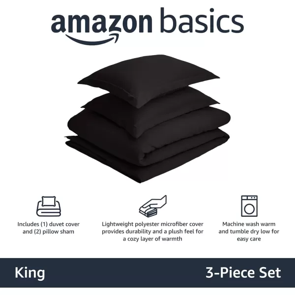 Amazon Basics Lightweight Microfiber 2Piece Duvet Cover Set with Zipper Closure TwinTwin XL Bright White Solid  Pack of 4Black