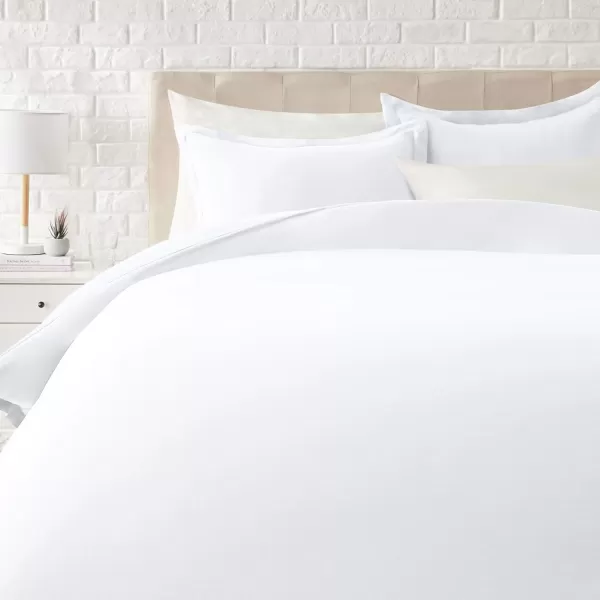 Amazon Basics Lightweight Microfiber 2Piece Duvet Cover Set with Zipper Closure TwinTwin XL Bright White Solid  Pack of 4Bright White