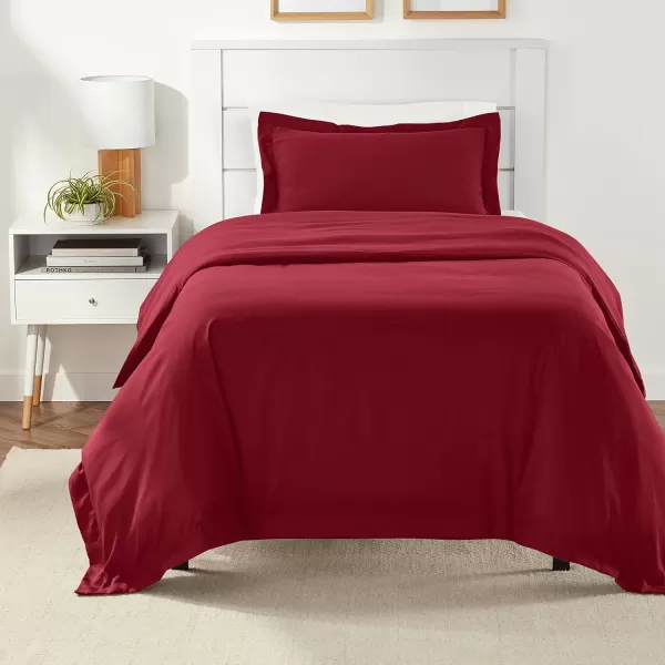 Amazon Basics Lightweight Microfiber 2Piece Duvet Cover Set with Zipper Closure TwinTwin XL Bright White Solid  Pack of 4Burgundy