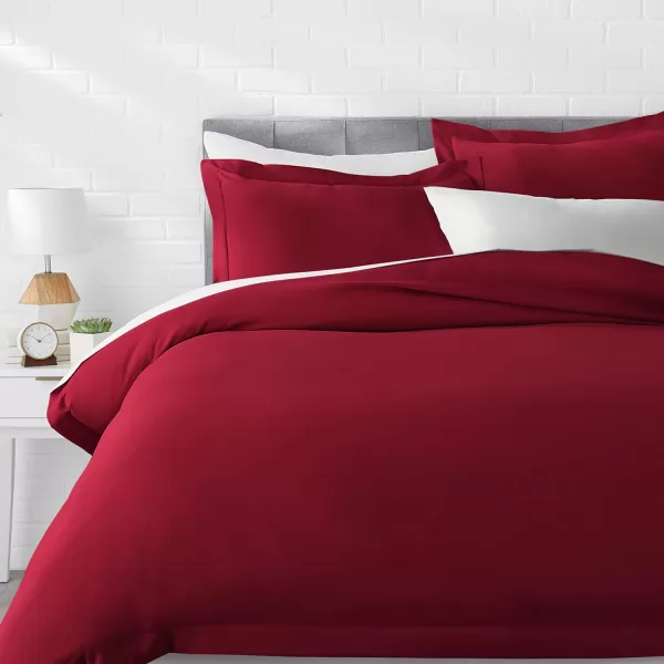 Amazon Basics Lightweight Microfiber 2Piece Duvet Cover Set with Zipper Closure TwinTwin XL Bright White Solid  Pack of 4Burgundy