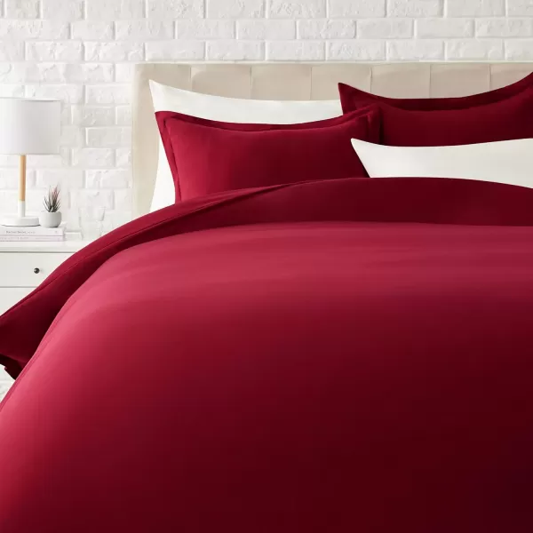 Amazon Basics Lightweight Microfiber 2Piece Duvet Cover Set with Zipper Closure TwinTwin XL Bright White Solid  Pack of 4Burgundy