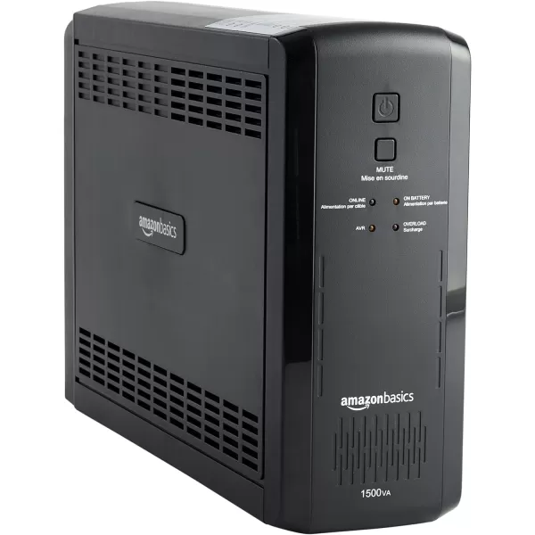 Amazon Basics Line Interactive UPS 1500VA 900 Watt Surge Protector Battery Power Backup 10 Outlets BlackStandby
