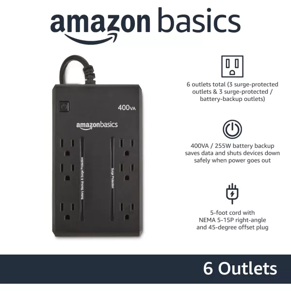 Amazon Basics Line Interactive UPS 1500VA 900 Watt Surge Protector Battery Power Backup 10 Outlets BlackStandby