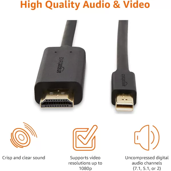 Amazon Basics Mini DisplayPort to HDMI Display Adapter Cable  6 Feet Case of 52 Black10Feet