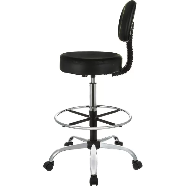 Amazon Basics MultiPurpose Drafting Spa Bar Stool with Back Cushion and Wheels  BlackBlack