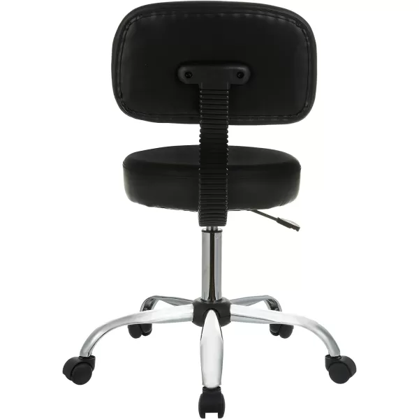 Amazon Basics MultiPurpose Drafting Spa Bar Stool with Back Cushion and Wheels  BlackBlack