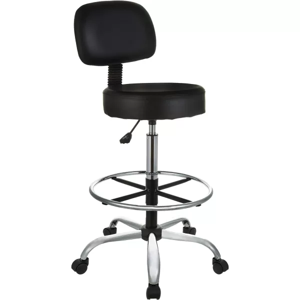Amazon Basics MultiPurpose Drafting Spa Bar Stool with Back Cushion and Wheels  BlackBlack