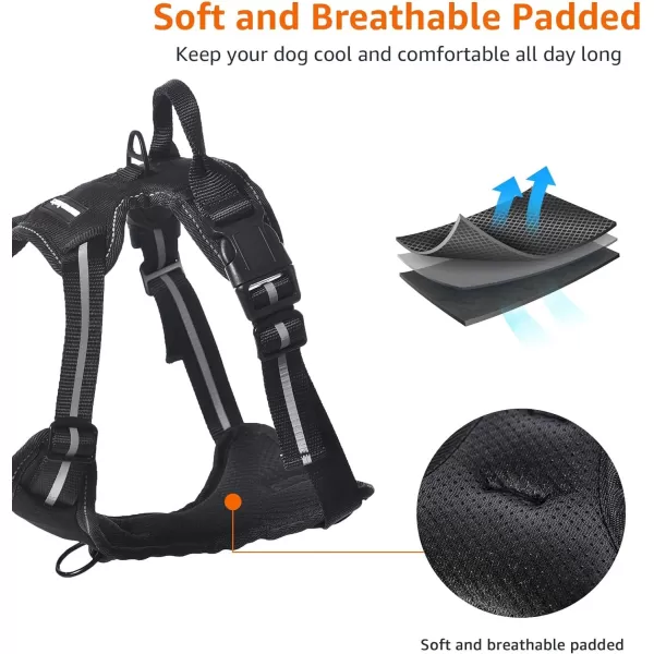 Amazon Basics NoPull Adjustable Soft Padded Dog Vest Harness with Reflective Stripes Black MediumSmall