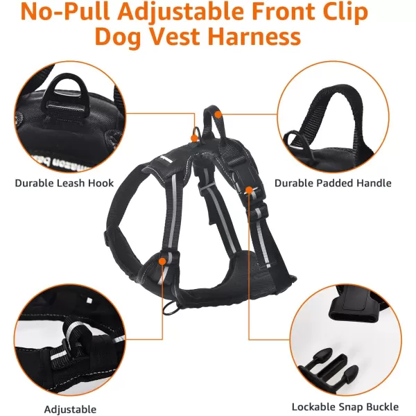 Amazon Basics NoPull Adjustable Soft Padded Dog Vest Harness with Reflective Stripes Black MediumSmall