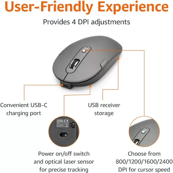 Amazon Basics Rechargeable Wireless Keyboard Mouse Combo  Ultra Slim  Gray  QWERTYQWERTY