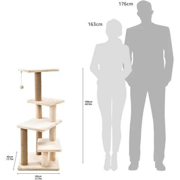 Amazon Basics Top Platform Cat Tree With Scratching Post  18 x 14 x 22 Inches BeigeBeige MultiPlatform