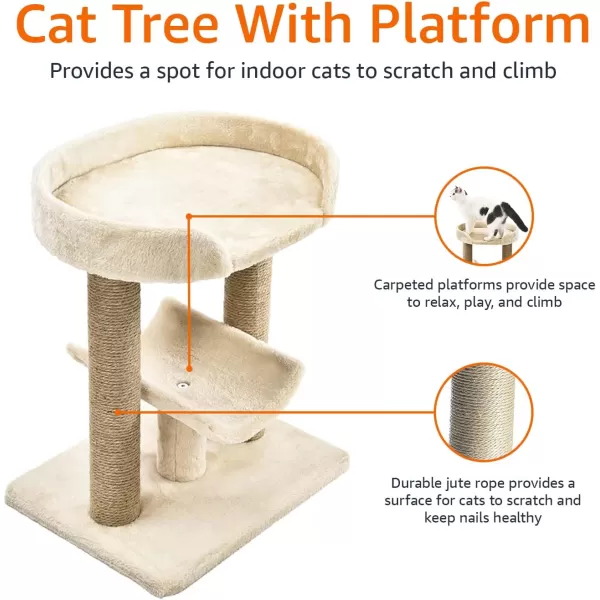Amazon Basics Top Platform Cat Tree With Scratching Post  18 x 14 x 22 Inches BeigeBeige Platform