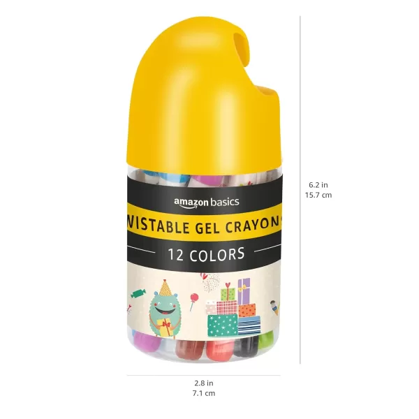 Amazon Basics Twistable Gel Crayons Washable 12 Count Assorted ColorsAssorted Colors
