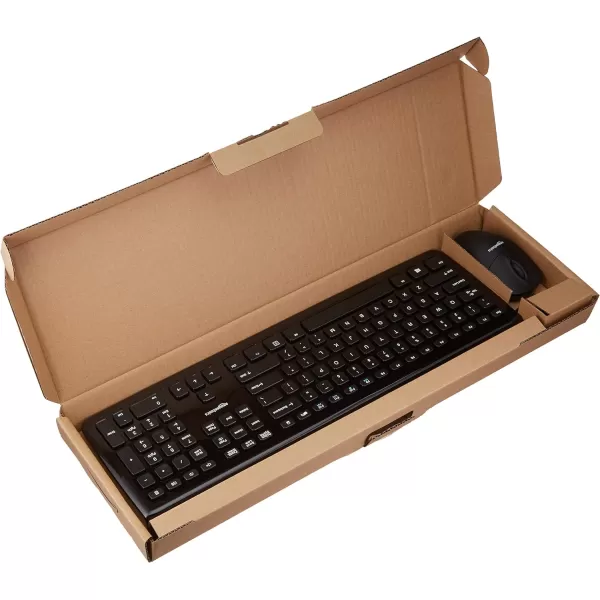 Amazon Basics USB Wired Computer Keyboard QWERTY and Mouse Bundle Pack blackSingle