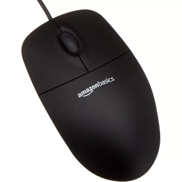 Amazon Basics USB Wired Computer Keyboard QWERTY and Mouse Bundle Pack blackSingle