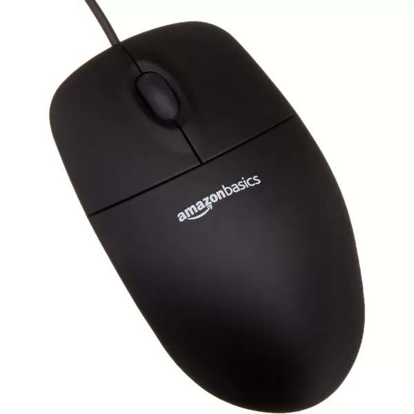 Amazon Basics USB Wired Computer Keyboard QWERTY and Mouse Bundle Pack blackSingle