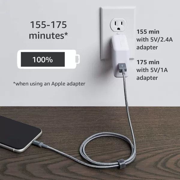 Amazon Basics USBA to Lightning Charger Cable Nylon Braided Cord MFi Certified Charger for Apple iPhone 14 13 12 11 X Xs Pro Pro Max Plus iPad 3 Foot Dark Gray3 Feet 1Pack Dark Gray