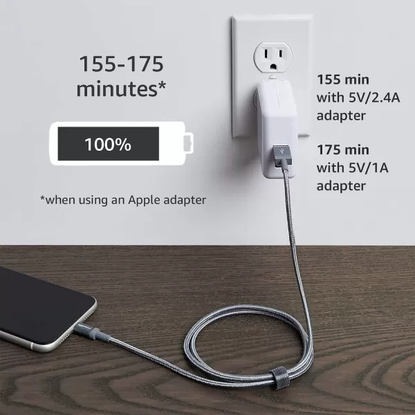 Amazon Basics USBA to Lightning Charger Cable Nylon Braided Cord MFi Certified Charger for Apple iPhone 14 13 12 11 X Xs Pro Pro Max Plus iPad 3 Foot Dark Gray6 Feet 2Pack Dark Gray