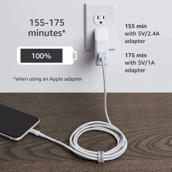Amazon Basics USBA to Lightning Charger Cable Nylon Braided Cord MFi Certified Charger for Apple iPhone 14 13 12 11 X Xs Pro Pro Max Plus iPad 3 Foot Dark Gray6 Feet 1Pack Silver