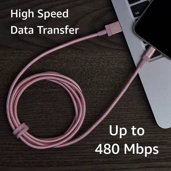 Amazon Basics USBA to Lightning Charger Cable Nylon Braided Cord MFi Certified Charger for Apple iPhone 14 13 12 11 X Xs Pro Pro Max Plus iPad 3 Foot Dark Gray6 Feet 1Pack Rose Gold