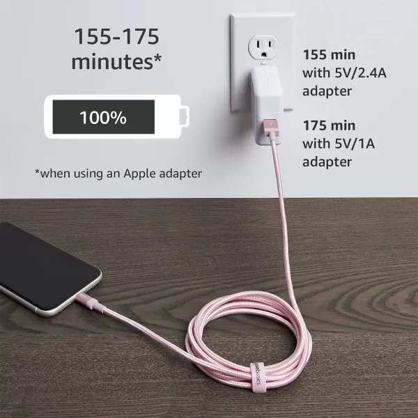 Amazon Basics USBA to Lightning Charger Cable Nylon Braided Cord MFi Certified Charger for Apple iPhone 14 13 12 11 X Xs Pro Pro Max Plus iPad 3 Foot Dark Gray6 Feet 1Pack Rose Gold