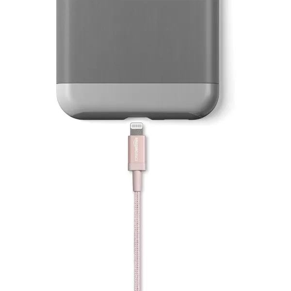 Amazon Basics USBA to Lightning Charger Cable Nylon Braided Cord MFi Certified Charger for Apple iPhone 14 13 12 11 X Xs Pro Pro Max Plus iPad 3 Foot Dark Gray3 Feet 2Pack Rose Gold