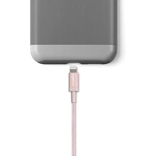 Amazon Basics USBA to Lightning Charger Cable Nylon Braided Cord MFi Certified Charger for Apple iPhone 14 13 12 11 X Xs Pro Pro Max Plus iPad 3 Foot Dark Gray6 Feet 1Pack Rose Gold