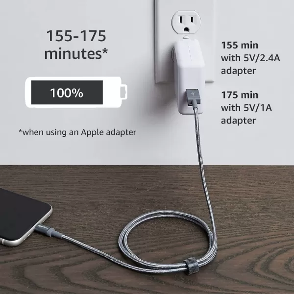 Amazon Basics USBA to Lightning Charger Cable Nylon Braided Cord MFi Certified Charger for Apple iPhone 14 13 12 11 X Xs Pro Pro Max Plus iPad 3 Foot Dark Gray3 Feet 2Pack Dark Gray