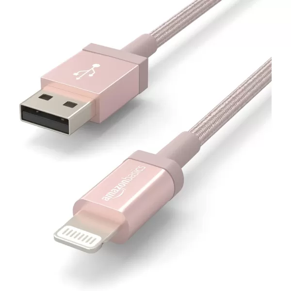 Amazon Basics USBA to Lightning Charger Cable Nylon Braided Cord MFi Certified Charger for Apple iPhone 14 13 12 11 X Xs Pro Pro Max Plus iPad 3 Foot Dark Gray3 Feet 2Pack Rose Gold