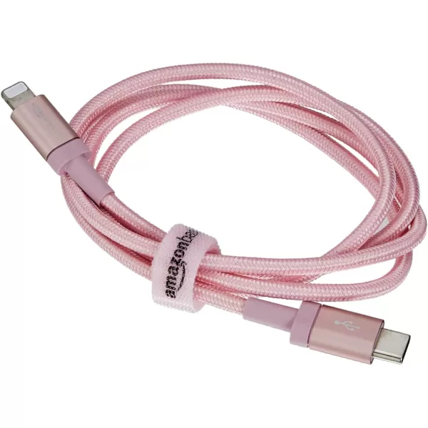 Amazon Basics USBC to Lightning Charger Cable Nylon Braided Cord MFi Certified Charger for Apple iPhone 14 13 12 11 X Xs Pro Pro Max Plus iPad 3 Foot Dark GrayRose Gold