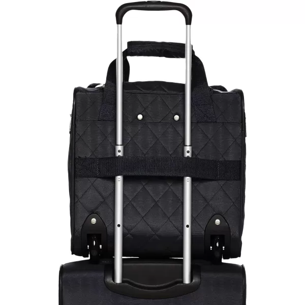 Amazon Basics Underseat CarryOn Rolling Travel Luggage Bag 14 Inches Navy BlueBlack Quilted